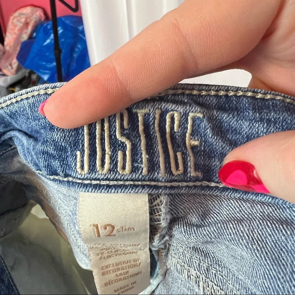 Justice Blue White Ombre Jean Shorts Play Condition, size 12 Slim